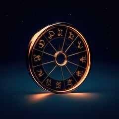 Zodiac Wheel Icon Against Starry Night Sky