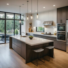 Fototapeta premium Beautiful shot of a modern house kitchen