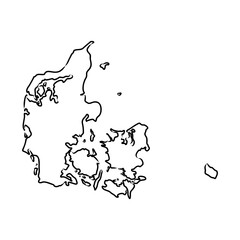 Denmark map hand drawn sketch. Country map for infographic. Vector