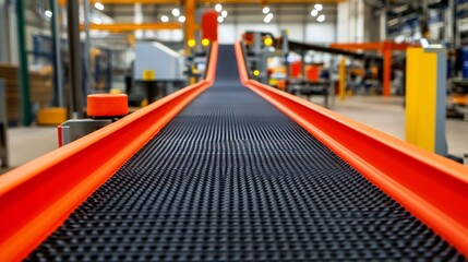 Automated Industrial Conveyor Belts in a Factory Manufacturing Process