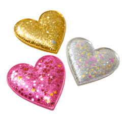 different color hearts on transparent background