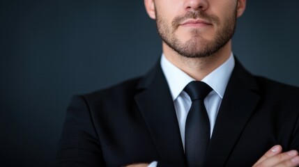 A man in a suit and tie with a serious expression on his face