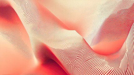 Abstract Digital Pattern with Wavy Lines and Red Dots