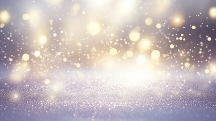 Ethereal Winter Wonderland: Abstract Glittery Background with Soft Violet Hues and Feathery Snowflakes, Perfect for Festive Designs.