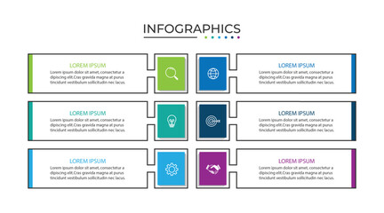 Fototapeta premium Timeline infographic design element and number options. Business concept with 6 steps.