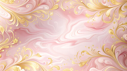 Pink and Gold Marbled Background with Elegant Swirls and Copy Space. Perfect for: Valentine's Day, elegant gatherings, anniversaries
