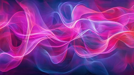 Abstract pattern of colorful swirls, vibrant purple and pink gradients, digital art, futuristic design, light trails flowing in dynamic waves.