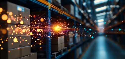 Warehouse data flow, digital logistics.