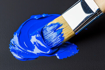 brush and blue paint