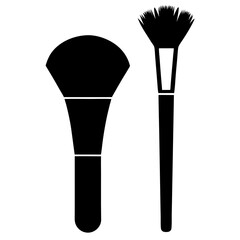 Makeup brushes icon silhouette vector illustration 