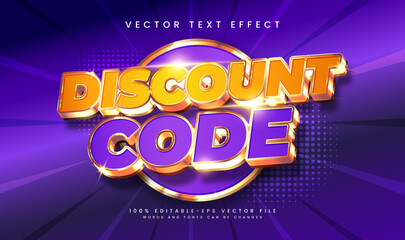 Discount code editable vector text effect, suitable for promotion product or marketing needs.