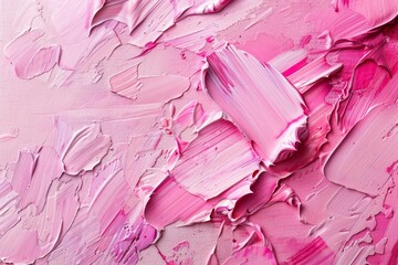 Obraz premium Photo of Many rough pink smears of acrylic oil paint on flat surface. Background texture for backdrops or mapping