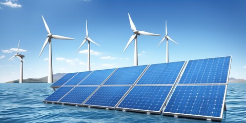 Renewable energy from solar panels and wind turbines create sustainable power. These eco solutions represent clean energy technology. Harnessing modern resources ensures a sustainable future