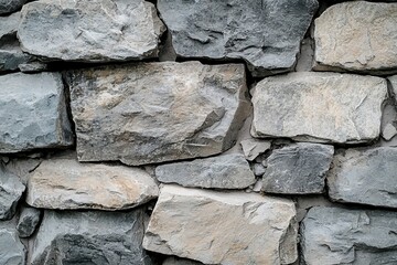 Fototapeta premium Textured Stone Wall: Nature's Architecture in Gray Tones