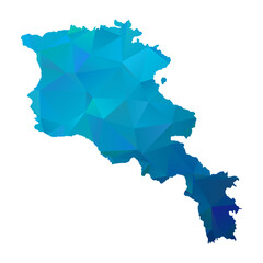 Map of Armenia - Blue Geometric Rumpled Triangular , Polygonal Design For Your. Vector illustration eps 10.