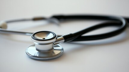 A close-up of a stethoscope used in medical examinations.