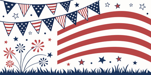 4th of July holiday concept with stars and American flag background