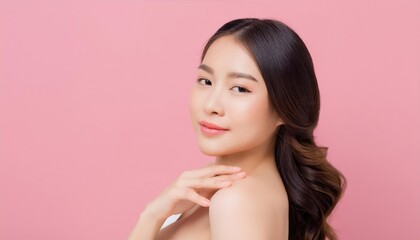 Natural Beauty Portrait Against Pink Background