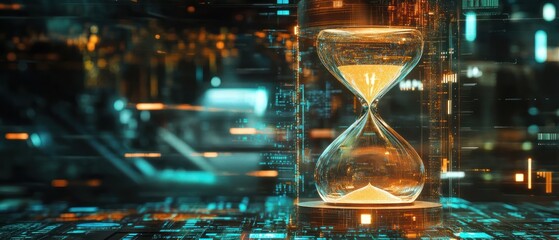 A digital image of a clock with a digital clock face and a digital hour hand