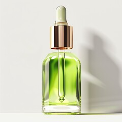 Naklejka premium Generate Photo-Realistic Images SÃ©rum Hydratant Ã&nbsp; l'Aloe Vera A sleek bottle of Age-Defying Serum, made of glass with a golden dropper, filled with a radiant, generative ai