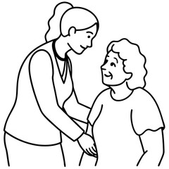 woman caring for elderly human