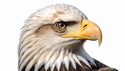 Obraz premium Majestic Bald Eagle Portrait on White Background Wildlife Photography Concept. 