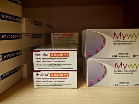 Prague,Czechia-November 19 2024:MYSIMBA by OREXIGEN with NALTREXONE and BUPROPION a prescription medication used to aid weight loss by reducing appetite and controlling food cravings in obese patient