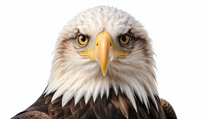 Obraz premium Majestic Bald Eagle Portrait on White Background Wildlife Photography Concept. 