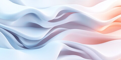 Obraz premium Abstract pastel wave background. Soft, flowing curves in shades of pink, white, and blue create a dreamy, elegant design.