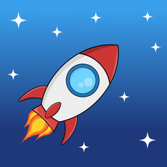 Graphic rocket illustration design with space and stars background