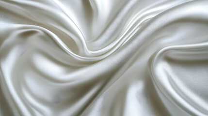 Obraz premium Abstract White Silk Fabric Draped Smoothly with Soft Folds and Waves, Creating a Luxurious and Elegant Background Texture for Design