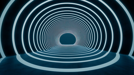 Obraz premium Dynamic stage lights spiral arrangement modern venue abstract design cool blue environment