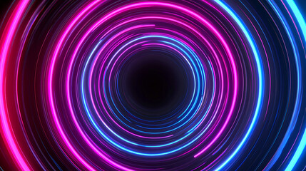 Dynamic circular light beams converging at center abstract visuals dark background digital art