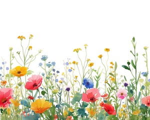 Fototapeta premium Watercolor illustration of delicate wildflowerson a clean white background.