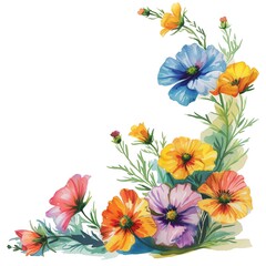 Fototapeta premium Watercolor illustration of delicate wildflowerson a clean white background.