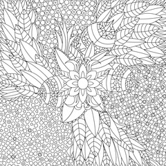 Intricate Hand-Drawn Floral Design Coloring Page Vector