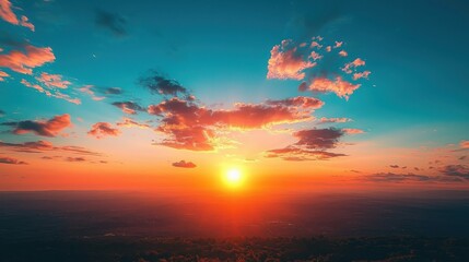 Energizing sunrise over tranquil hills nature photography vibrant sky peaceful landscape hopeful atmosphere