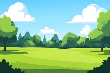 Beautiful landscape vector illustration of mountains, forests, fields and meadows. Stunning panoramic farm landscape with mountains in the background. Natural landscape