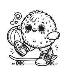 Coloring page design education kiwi fruit sport ball