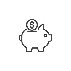 Piggy Bank Coin Slot line icon