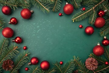 christmas background with branches and decorations