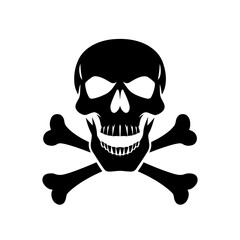 Skull and Crossbones Icon on Black and White Vector Backgrounds