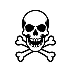 Skull and Crossbones Icon on Black and White Vector Backgrounds