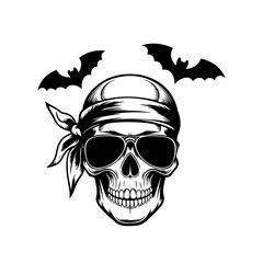 Fototapeta premium Skull and Crossbones Icon on Black and White Vector Backgrounds