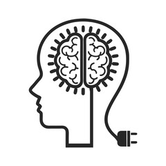 Human Brain with Electrical Plug Technology Concept Vector Illustration.