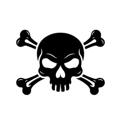 Skull and Crossbones Icon on Black and White Vector Backgrounds