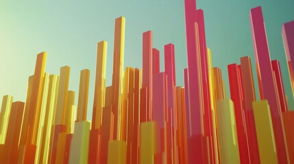 Abstract Geometric Cityscape with Colorful Skyscrapers and Minimalist Design