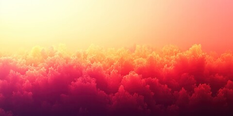 Abstract Red and Yellow Forest Landscape with Fog