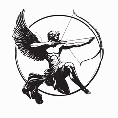 Cupid shooting love arrow vector image isolated on white background.