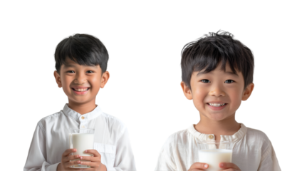 children drinking milk